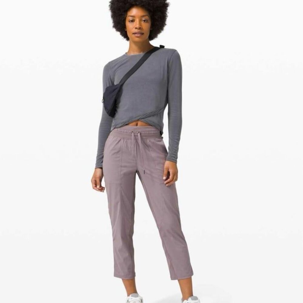 Lululemon Dance Studio Crop Pants Size 6 Mushroom Taupe Gray Adjustable Hem